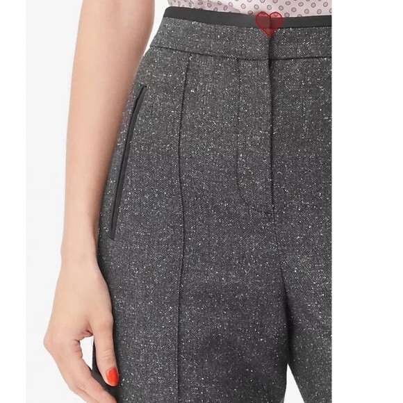 Rebecca Taylor Womens 12 Tailored Trouser Pant Charcoal Gray Herringbone Pleated - Picture 6 of 15